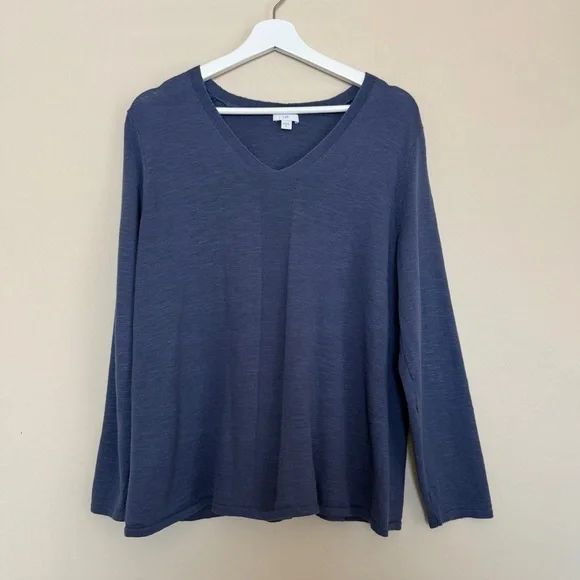 J Jill Eclipse Linen Blend Pullover Sweater Blue Cotton Lightweight Women’s XL - Picture 2 of 8